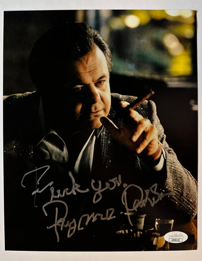 Paul Sorvino Signed 8x10 Goodfellas "Fuck You. Pay Me" Cigar scene. JSA Authenticated