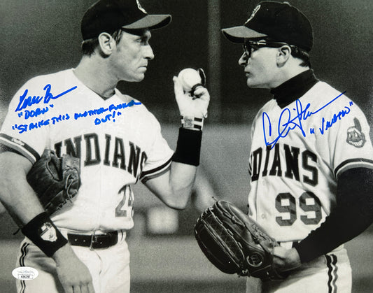 Charlie Sheen & Corbin Bernsen Signed 11x14 Major League "Strike that mother fucker out!" JSA Authenticated