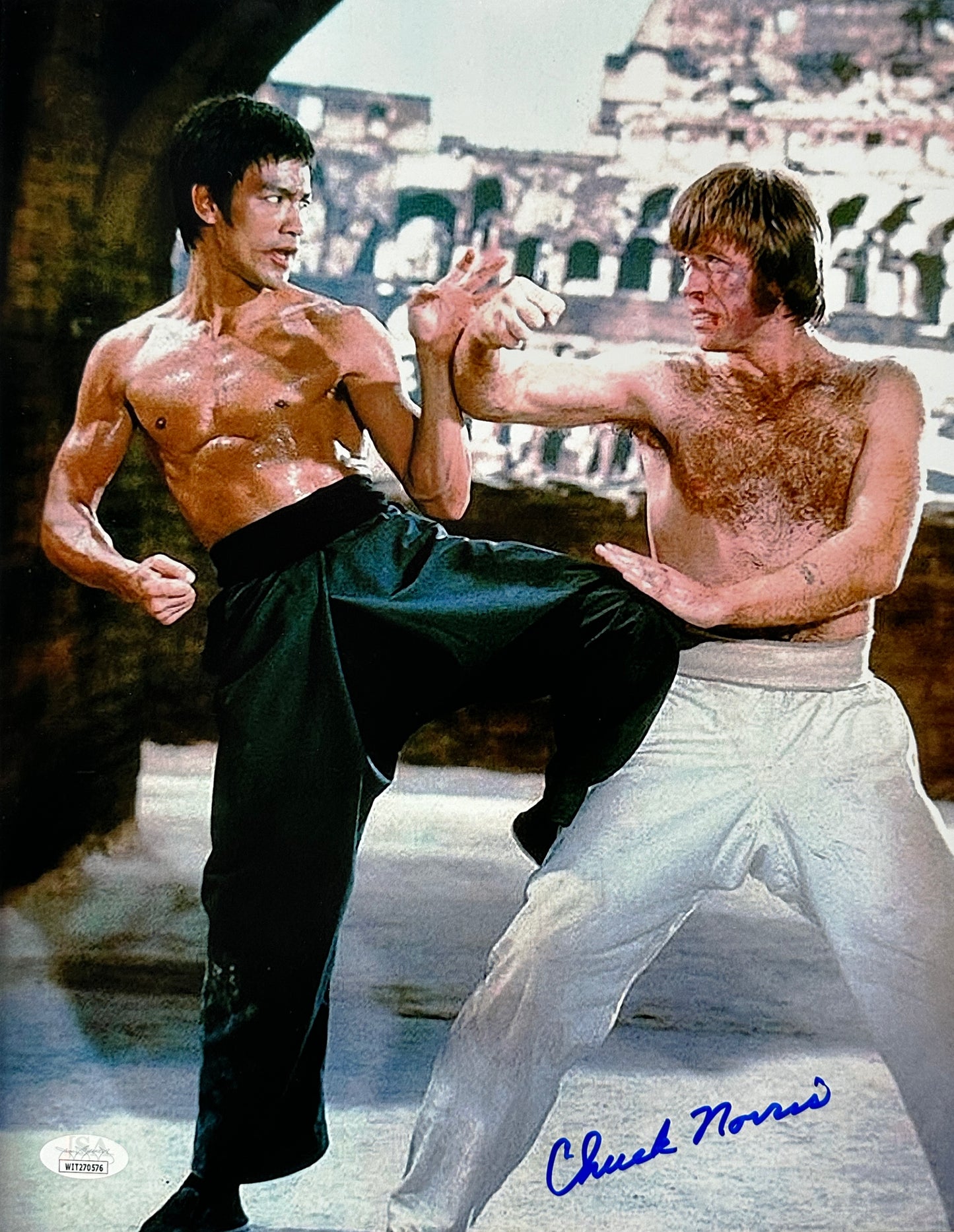 Chuck Norris signed 11x14 Way of the Dragon Bruce Lee -  JSA Certified