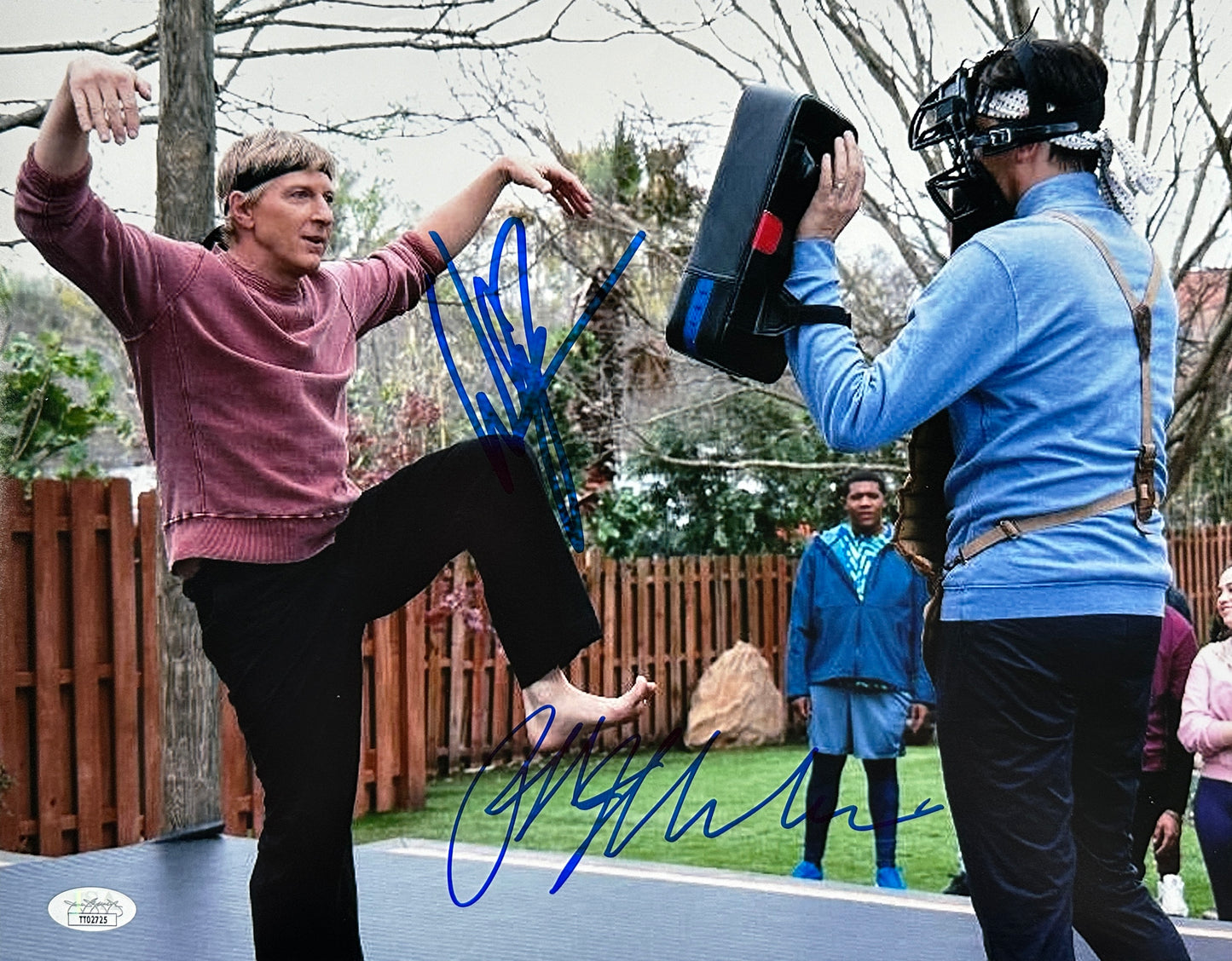 Ralph Macchio & Billy Zapka Cobra Kai Backyard JSA Authenticated Signed 11x14