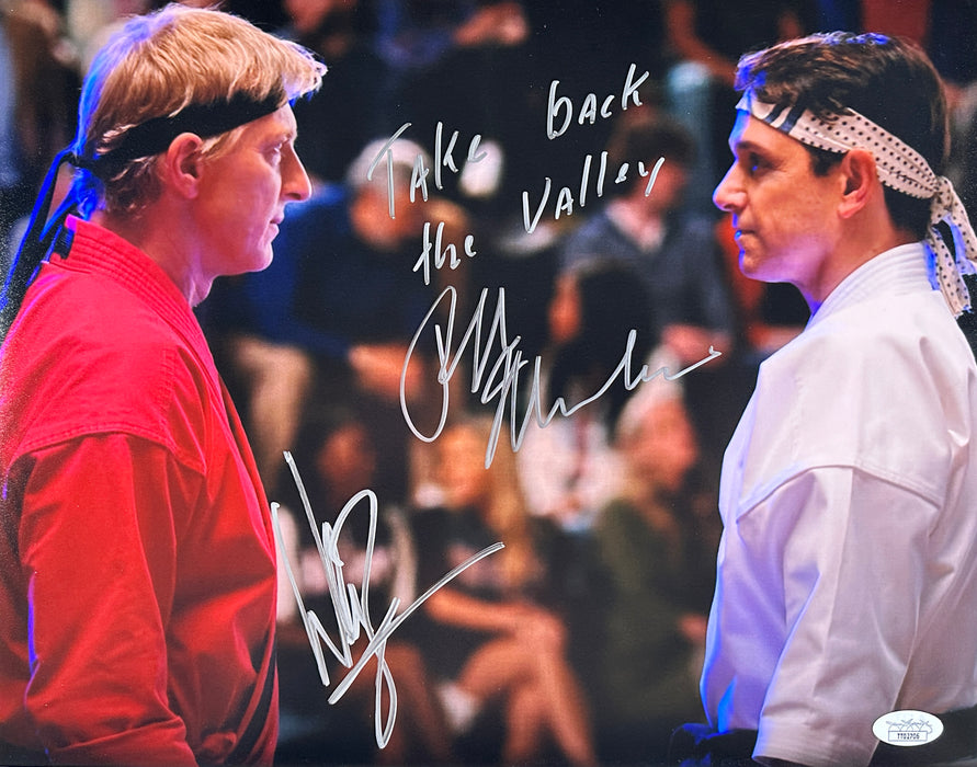 Signed 11x14 Ralph Macchio & Billy Zapka Cobra Kai "Take Back the Valley" Tournament JSA Authenticated