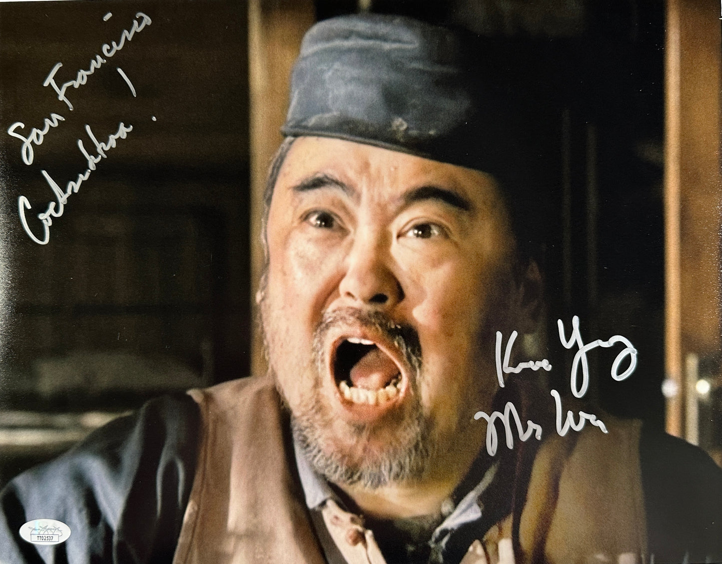 Keone Young Signed 11x14 Deadwood "San Francisco Cocksucker!" Mr. Wu JSA Authenticated