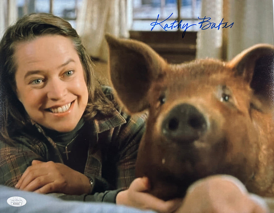 Signed 11x14 Kathy Bates Misery Color with Pig JSA Authenticated