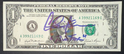 Charlie Sheen signed Wall Street "Bud Fox" Dollar Bill JSA Witnessed Authentication