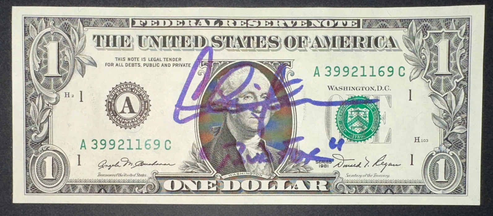 Signed  Charlie Sheen Wall Street "Bud Fox" Dollar Bill JSA Witnessed Authentication