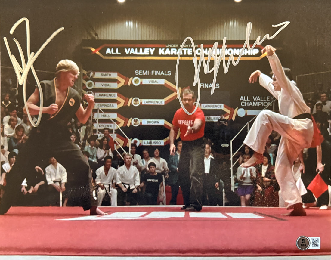 Ralph Macchio, Billy Zapka & Martin Kove  Signed 11x14 Karate Kid Beckett Authenticated