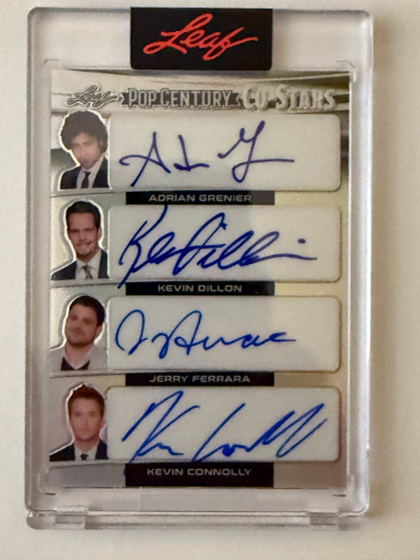 Entourage Leaf Press Proof card signed on-card by Adrian Grenier, Kevin Connolly, Jerry Ferrara & Kevin Dillon Only 40 exist!