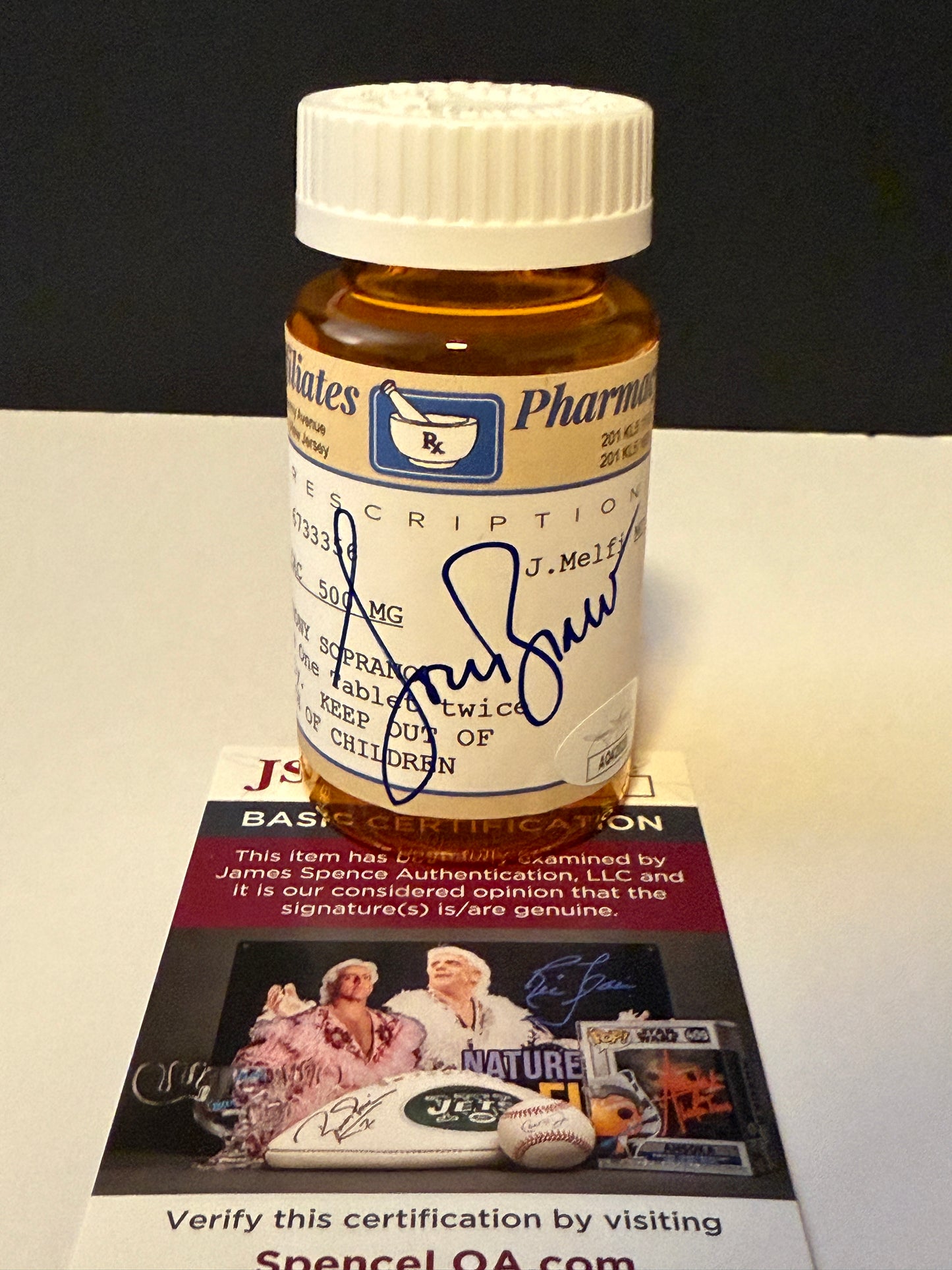 Lorraine Bracco signed Anthony Soprano Prozac pill bottle - JSA Authenticated