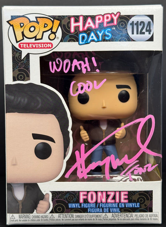 Henry Winkler "Woah" & "Cool" dual inscription Happy Days Pink signed Funko POP!  - JSA Authenticated