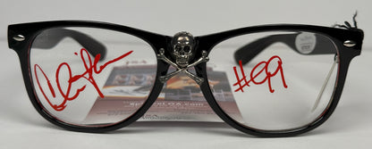 Charlie Sheen #99 inscribed Skull & Crossbones glasses signed Major League - JSA Witnessed Authenticated