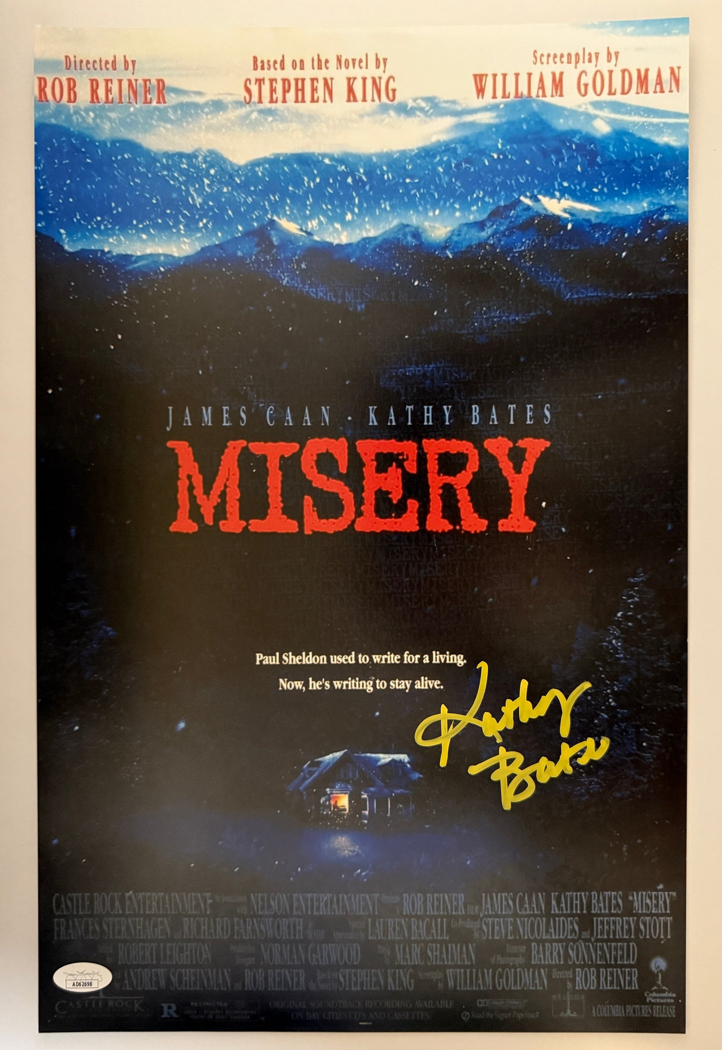 Kathy Bates Misery yellow ink JSA Authenticated Signed 11x17