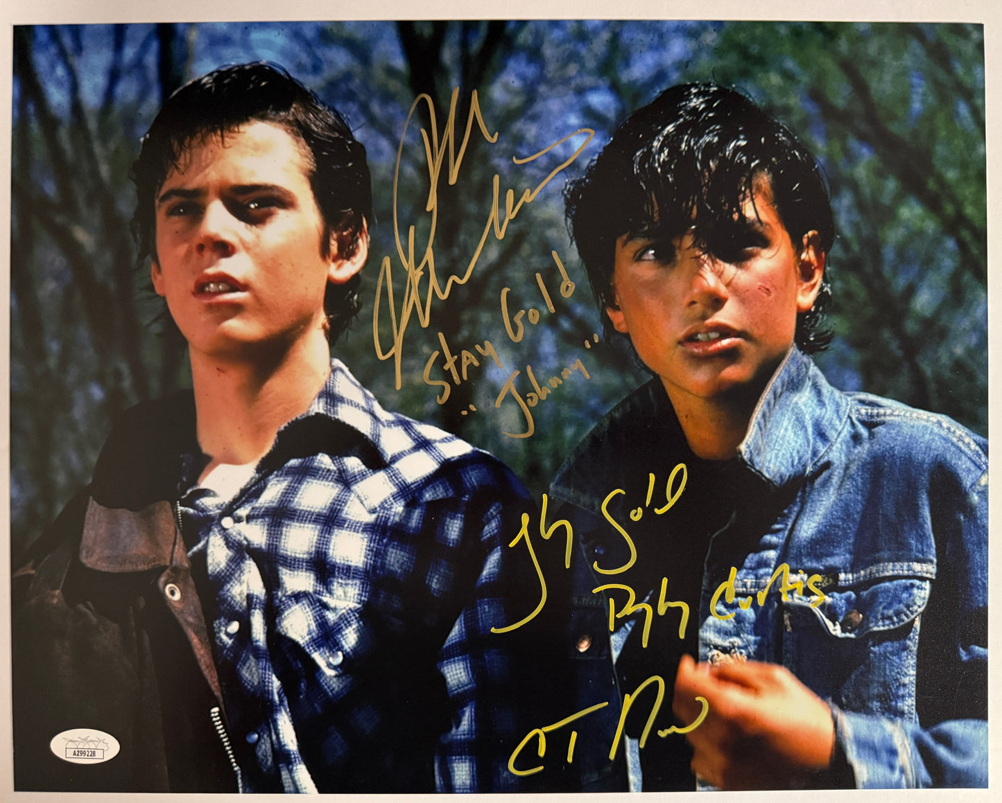 Ralph Macchio & C. Thomas Howell "Stay Gold" dual inscription & Character name The Outsiders signed 11x14 - JSA Authenticated