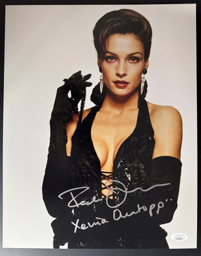 Famke Janssen GoldenEye "Xenia Onatopp" FULL character name signed 11x14 - JSA Authenticated