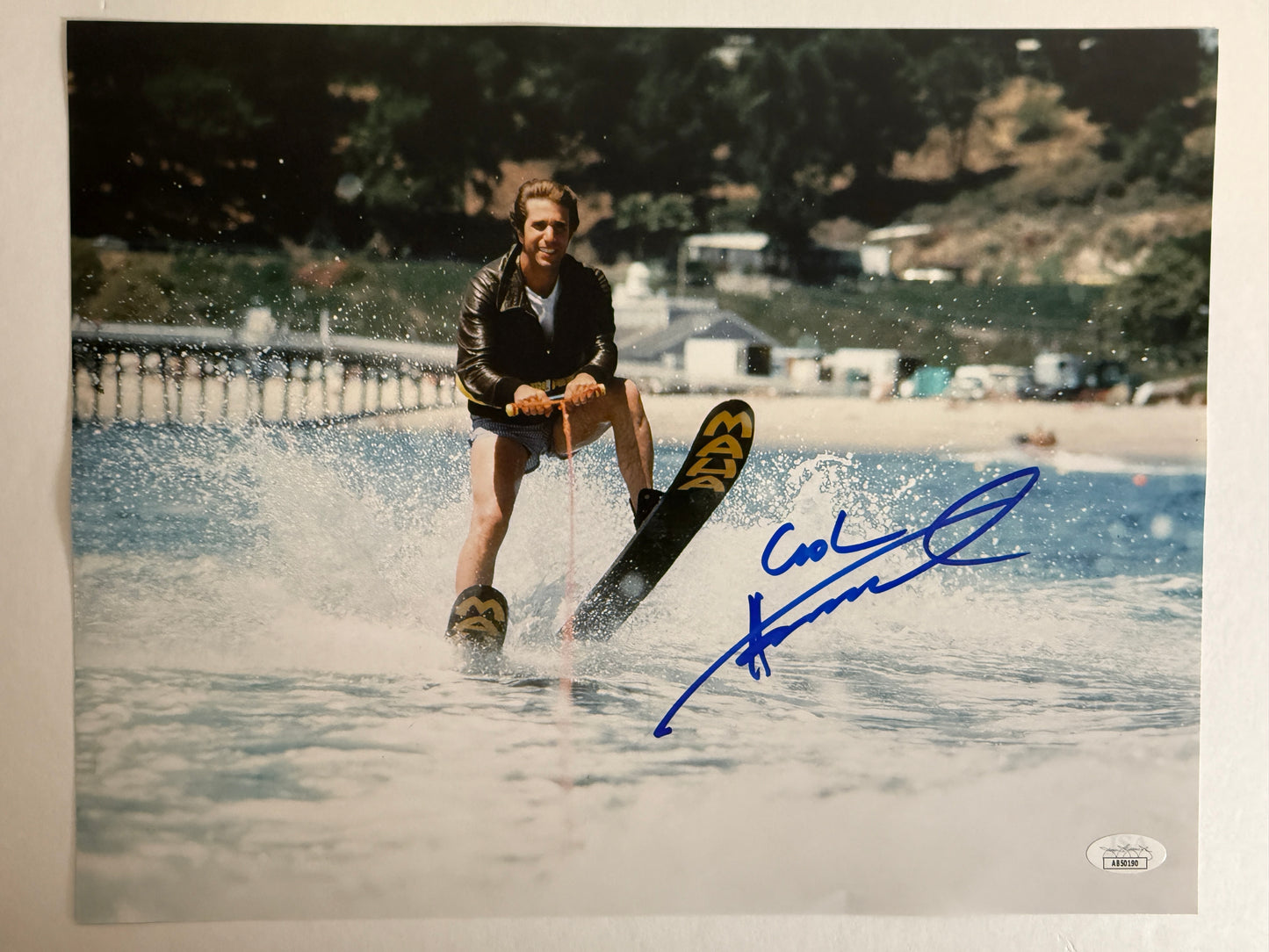 Henry Winkler signed 11x14 "Cool" inscription Shark Jump scene JSA Certified