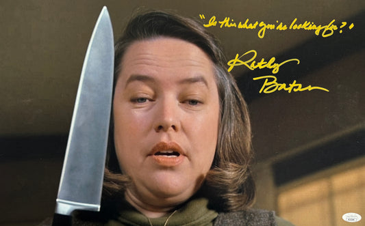 Kathy Bates Signed Rare "Is this what you're looking for" inscription 12x20 Misery JSA Authenticated