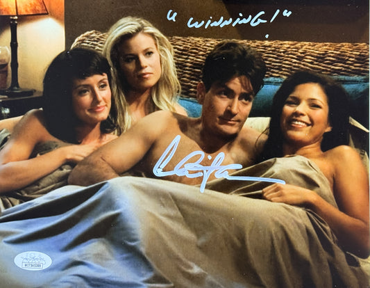 Charlie Sheen EXTREMELY RARE Inscription "WINNING!" Two and a Half Men 8x10 JSA Witnessed