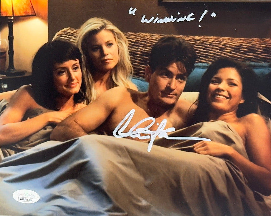 Charlie Sheen EXTREMELY RARE Inscription "WINNING!" Two and a Half Men 8x10 JSA Witnessed