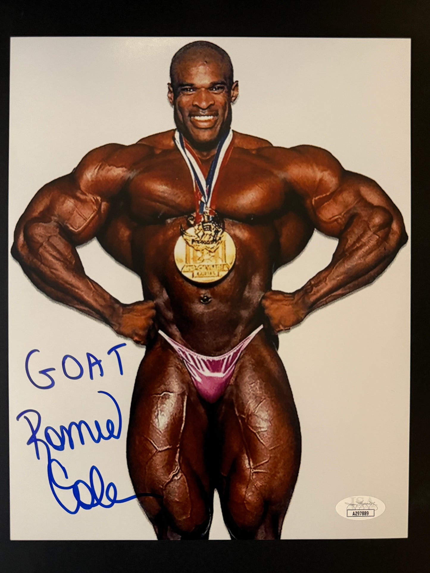 Ronnie Coleman "Goat" inscription signed 8x10 - JSA Authenticated