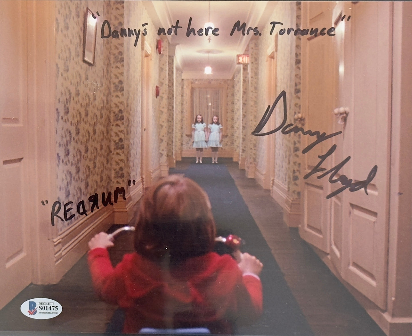 Danny Lloyd "Danny's not here Mrs. Torrance" "Redrum" inscription 8x10 signed - Beckett Authenticated