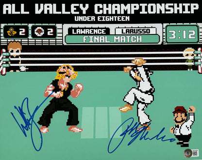 Ralph Macchio & Billy Zapka Karate Kid 8-bit Nintendo concept Beckett JSA Authenticated Signed 11x14