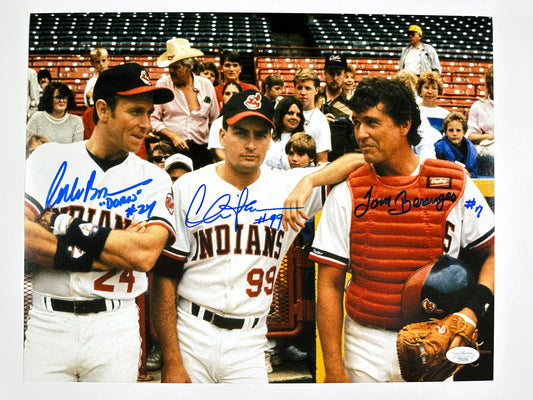 Charlie Sheen, Corbin Bernsen & Tom Berenger Signed 11x14 Major League JSA Authenticated