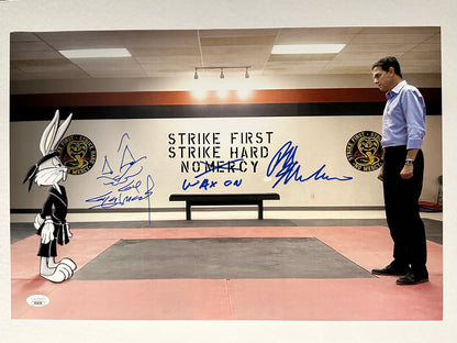 Ralph Macchio & Guy Gilchrist Cobra Kai "Wax On" Bugs Bunny Muppets Mashup JSA Authenticated Signed 12x18