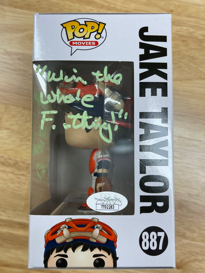 Tom Berenger signed Major League Funko POP with rare movie quote "Win the whole F... Thing!" Green ink - JSA Cert