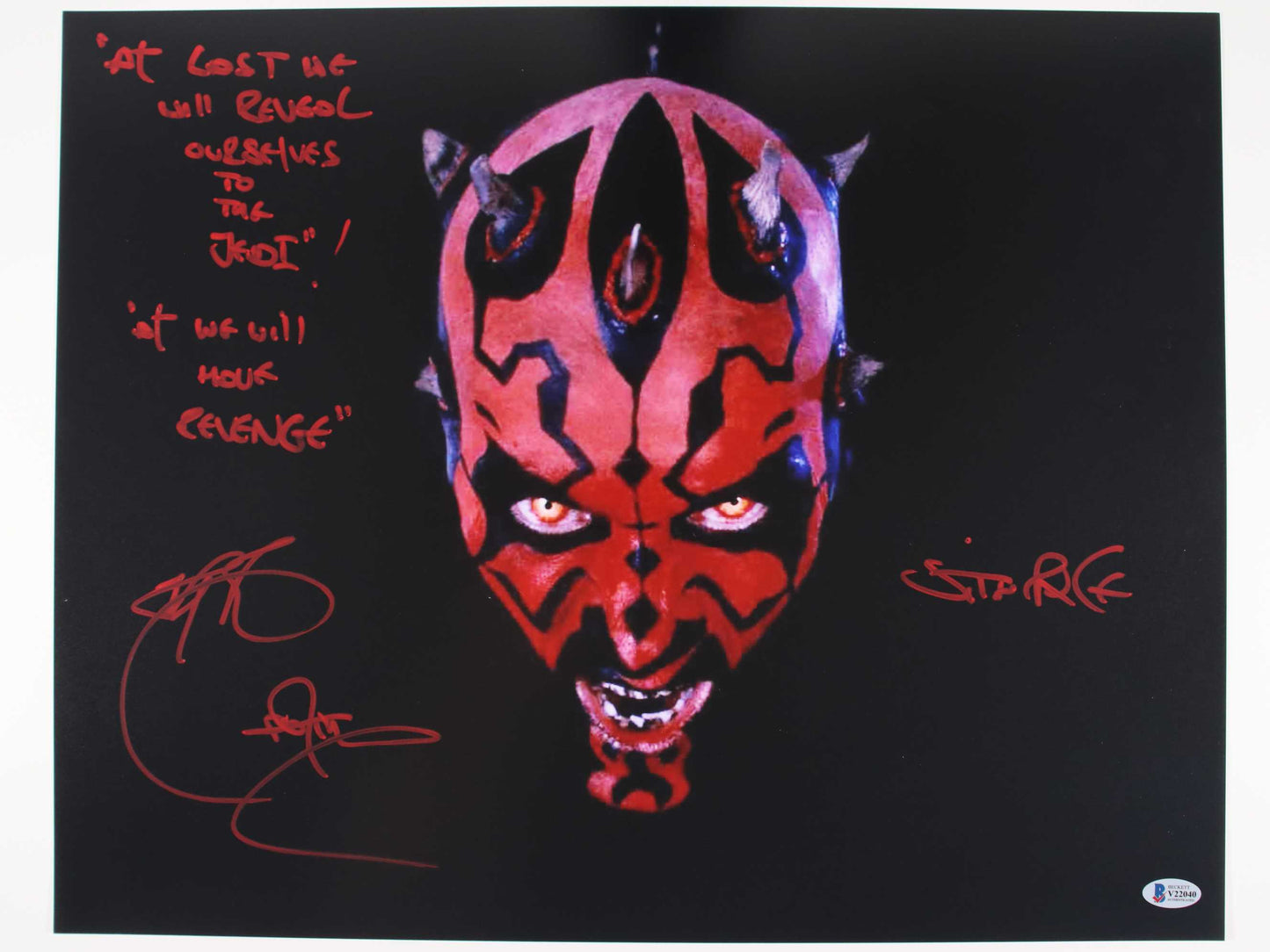 Ray Park Darth Maul 16x20 with rare inscription - Beckett Cert #V22040 Star Wars Episode I