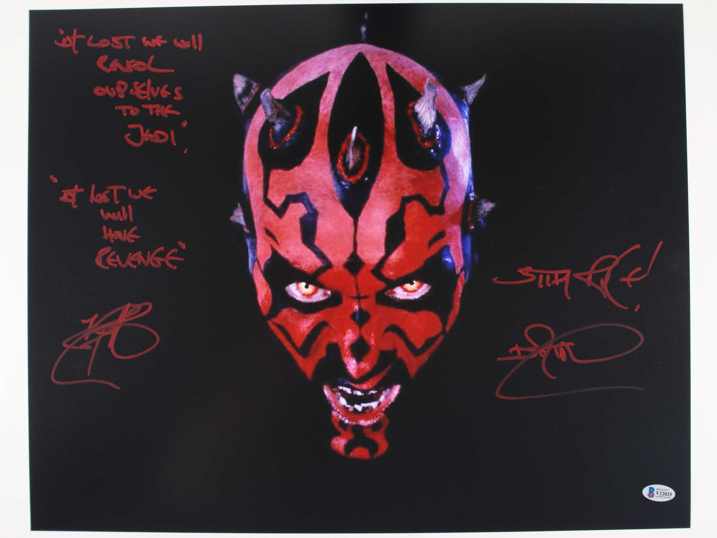 Ray Park Darth Maul 16x20 with rare inscription - Beckett Cert #V22025