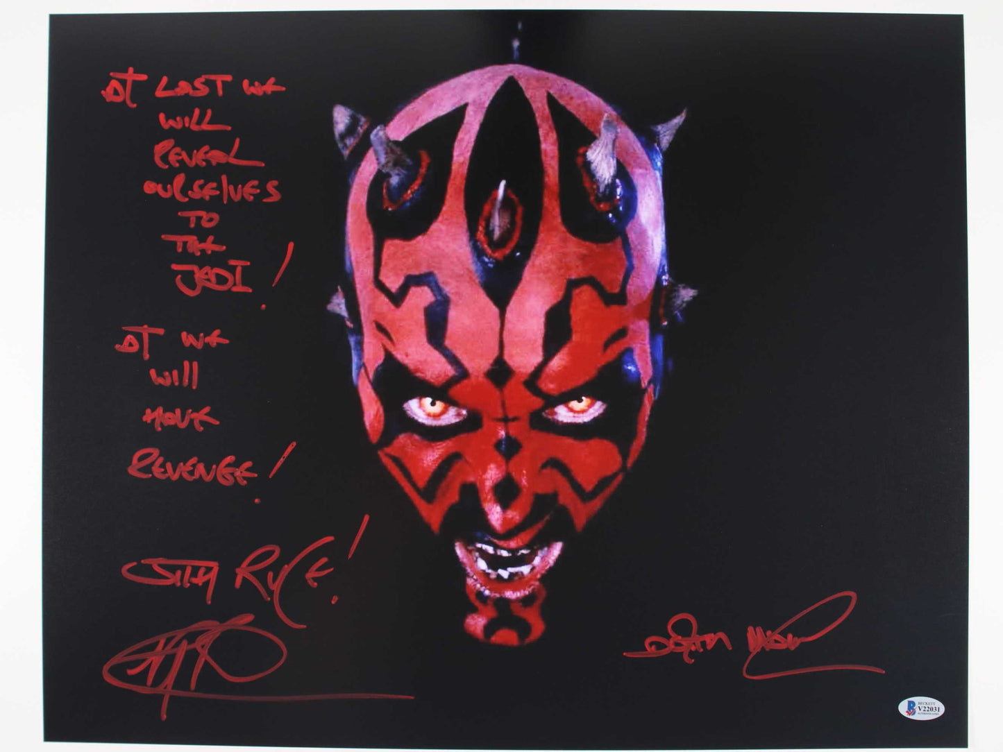 Ray Park Darth Maul 16x20 with rare inscription - Beckett Cert #V22031