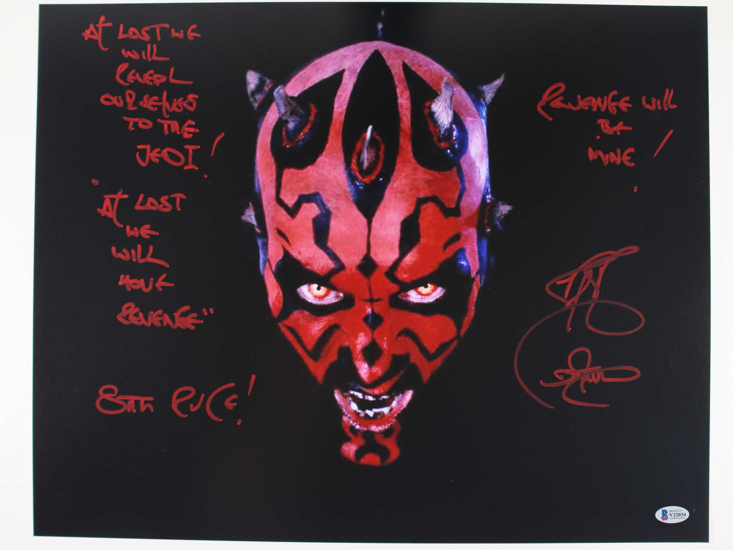 Ray Park Darth Maul 16x20 with rare inscription - Beckett Cert #V22034