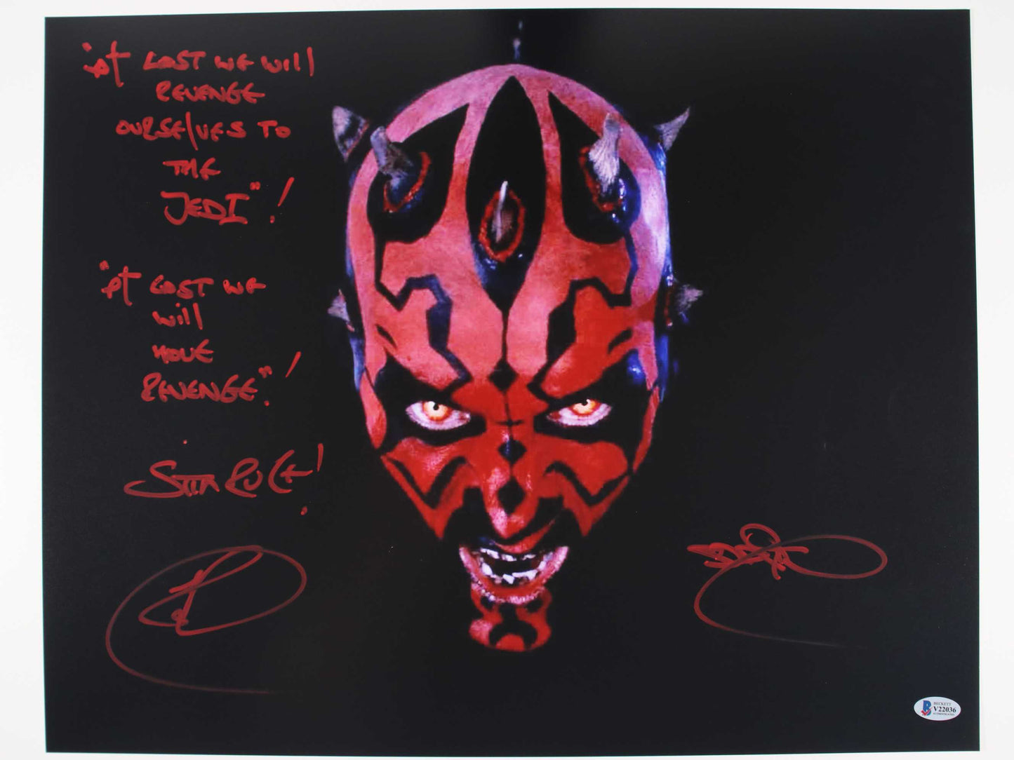 Ray Park Darth Maul 16x20 with rare inscription - Beckett Cert #V22036