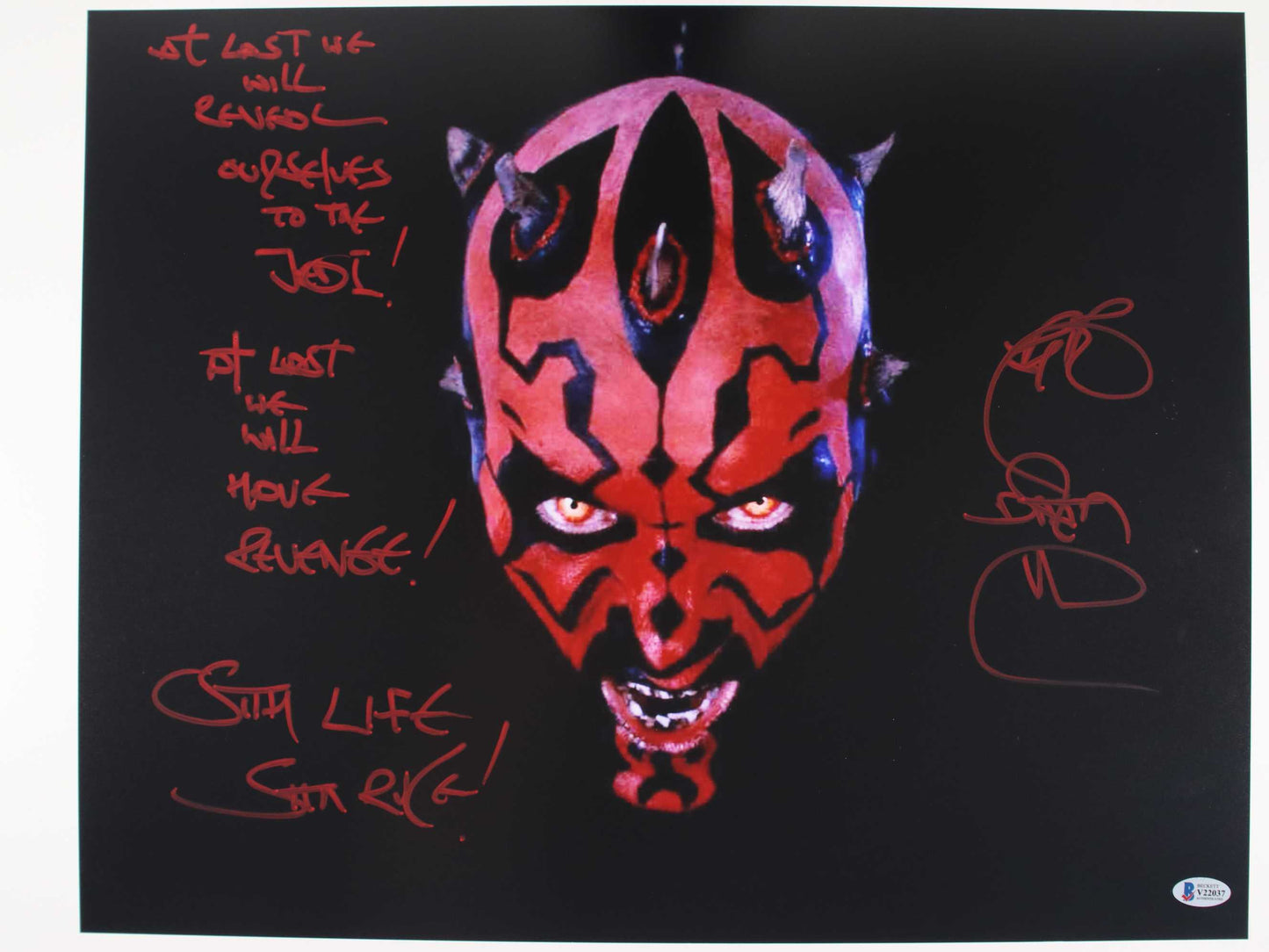 Ray Park Darth Maul 16x20 with rare inscription - Beckett Cert #V22037