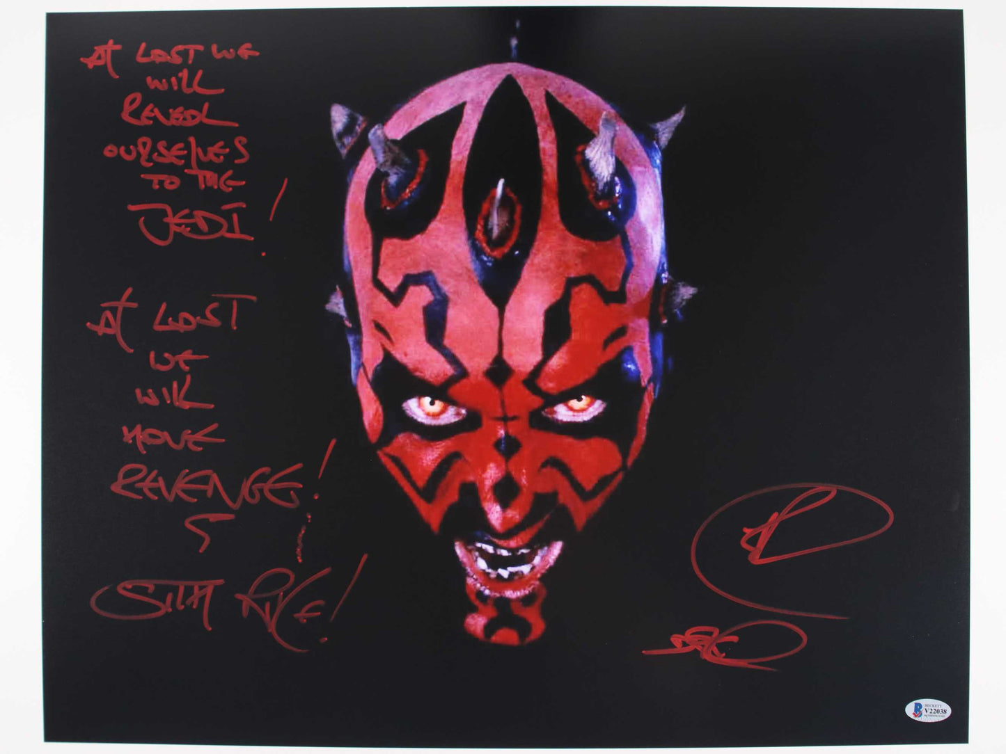 Ray Park Darth Maul 16x20 with rare inscription - Beckett Cert #V22038