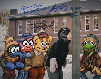 A Christmas Story Muppets Mashup 11x14 signed by Scott Schwartz & Guy Gilchrist "Kermit Triple Dog Dares you!!" inscription